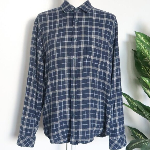Rails Brushed Lennox Button Up Plaid Shirt Indigo Blue & Gray Size Medium M - Picture 5 of 9